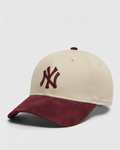 NY Maroon/Khaki-White Suede Cap
