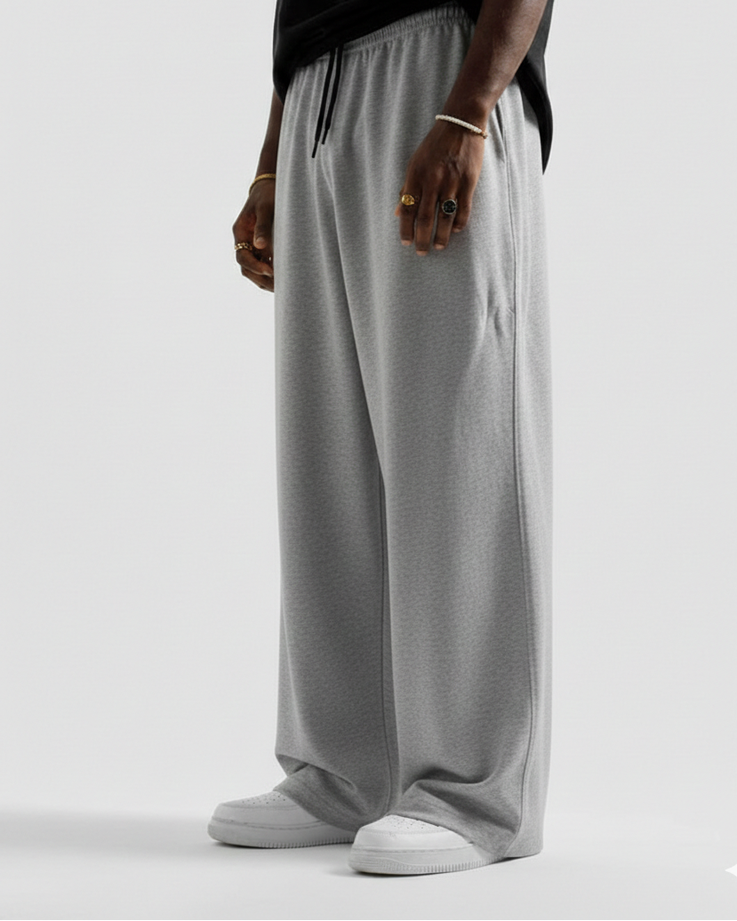 Heather Grey Straight Baggy Trouser