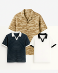 Pack Of 3 (Navy Blue Linora Johnny Collar, White Johnny Collar & Brown Camouflage)