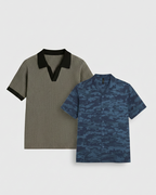 Pair of 2 Charcoal Johnny Collar/Blue Cuban