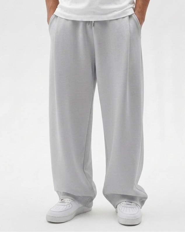 Heather Grey Straight Baggy Trouser