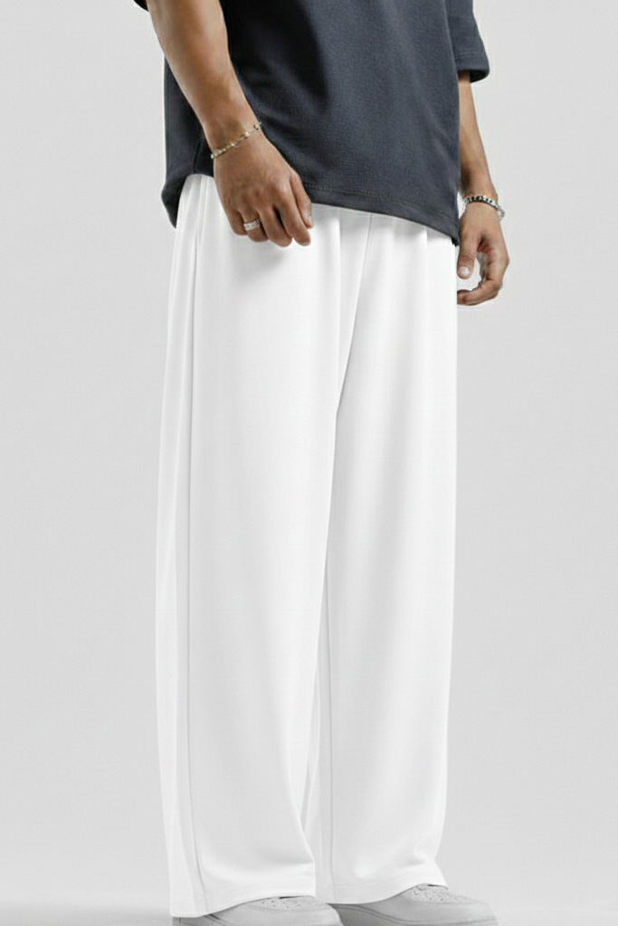White Straight Baggy Trouser