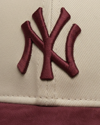 NY Maroon/Khaki-White Suede Cap