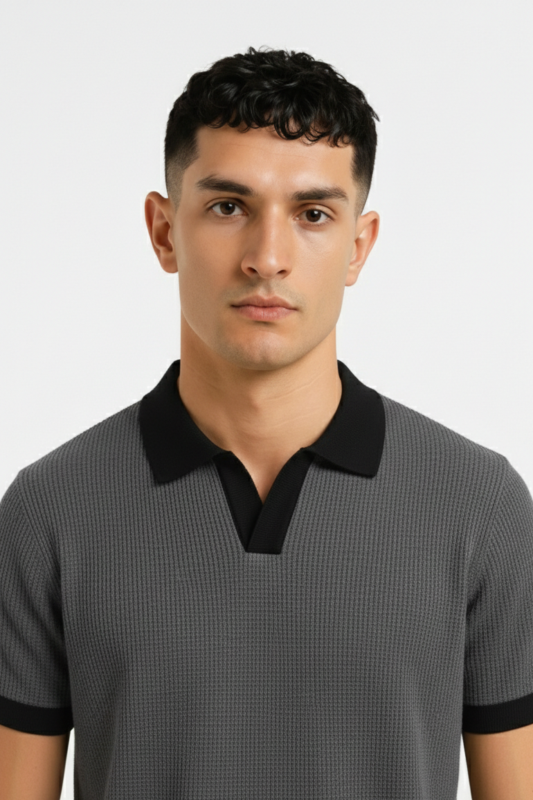 Pair of 2 Charcoal Johnny Collar/Brown Camouflage Cuban