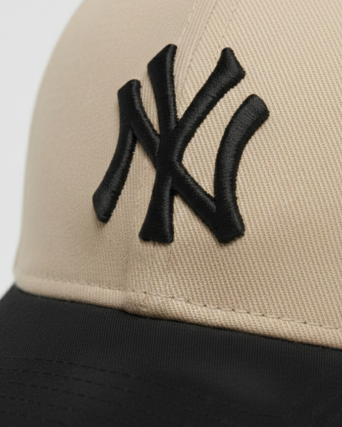 NY Black/Khaki-White Suede Cap