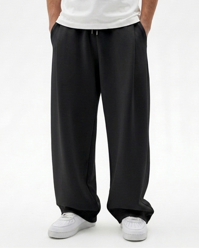 Black Straight Baggy Trouser