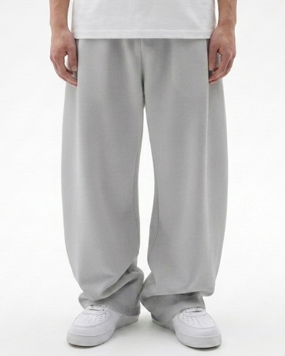 Heather Grey Straight Baggy Trouser