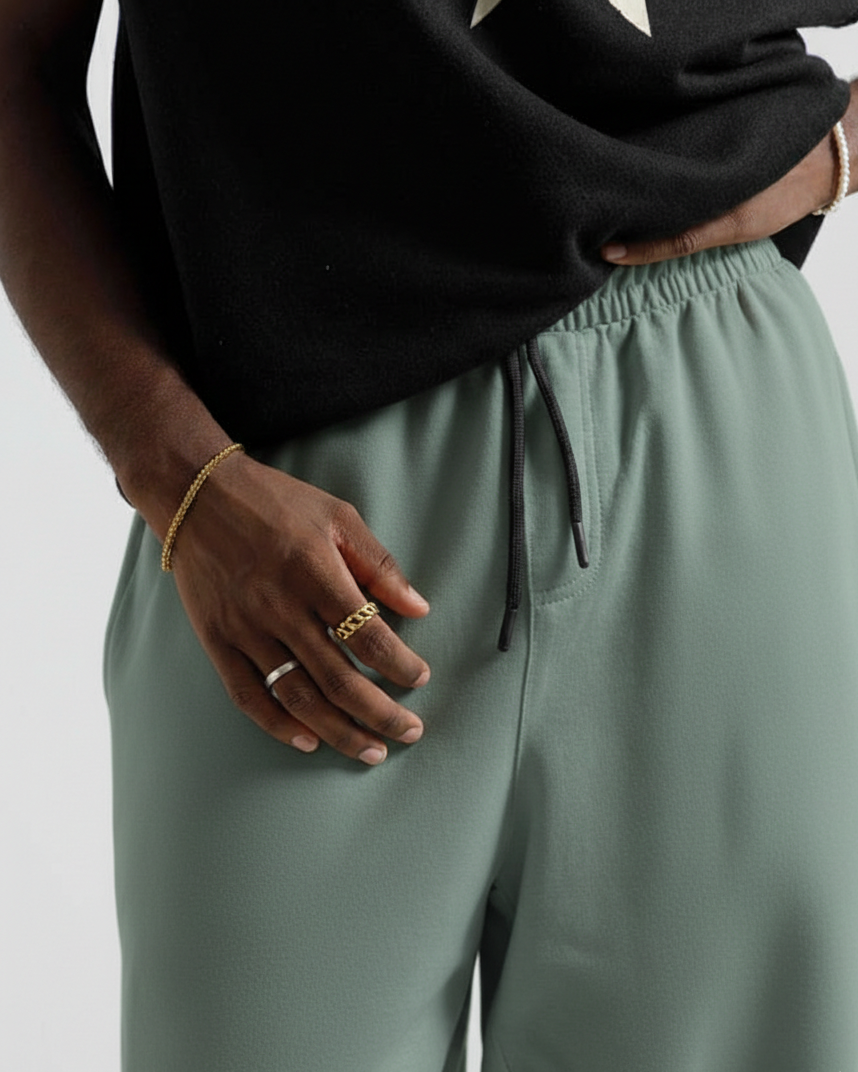 Teal Green Straight Baggy Trouser