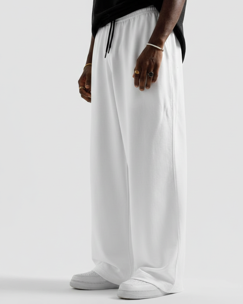 White Straight Baggy Trouser