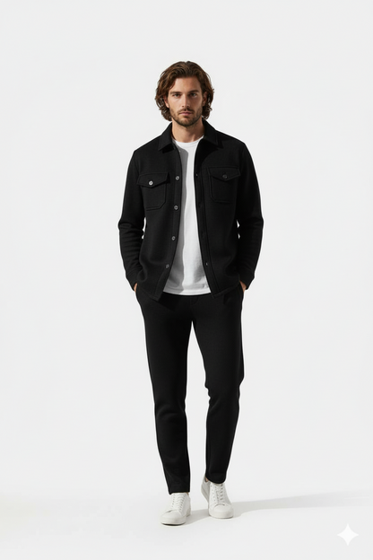Black Suede Jacket + Trouser Set