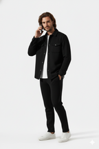 Black Suede Jacket + Trouser Set