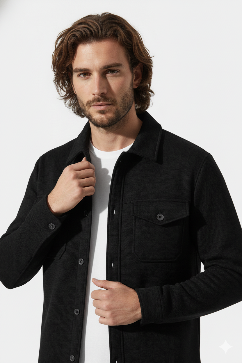 Black Suede Jacket + Trouser Set