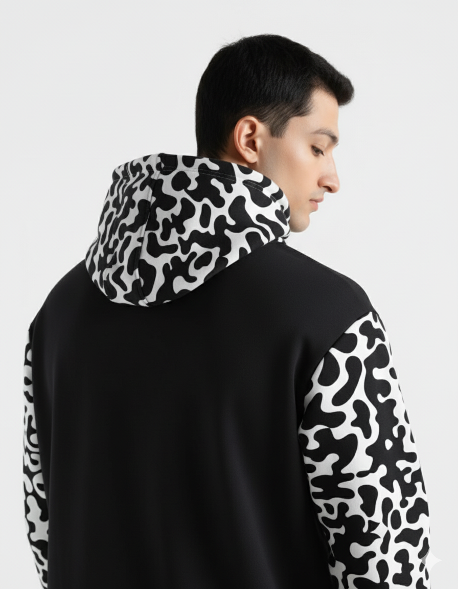 Black Pattern Hoodie Tracksuit