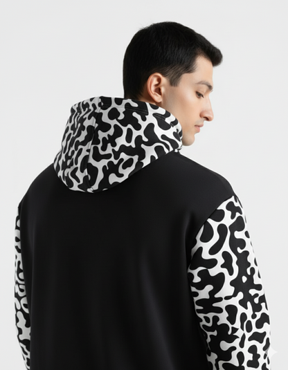 Black Pattern Hoodie Tracksuit