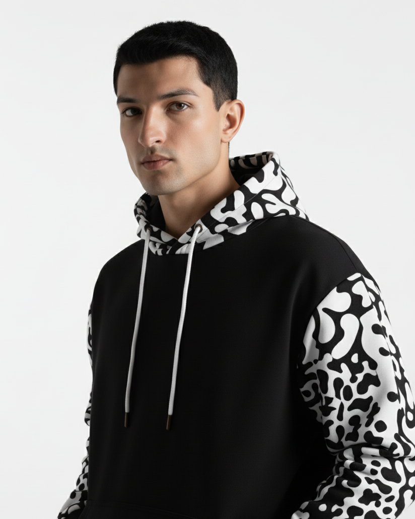 Black Pattern Hoodie