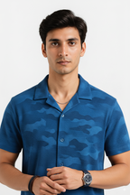 Pair of 2 Charcoal Johnny Collar/Blue Camouflage Cuban