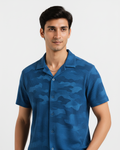 Blue Camouflage  Cuban Shirt