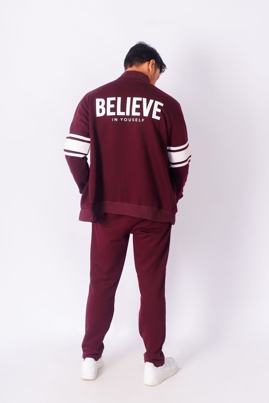 Maroon Zipper Jacket + Trouser Set