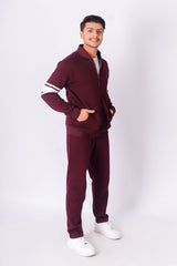 Maroon Zipper Jacket + Trouser Set