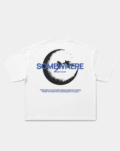 Some Where Oversized Boxy-Fit T-shirt (White)