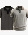 Pack Of 2  Heather Grey Johnny Collar & Charcoal Grey Johnny Collar