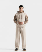Beige Pattern Hoodie Tracksuit