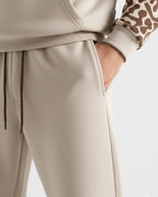 Beige Pattern Hoodie Tracksuit