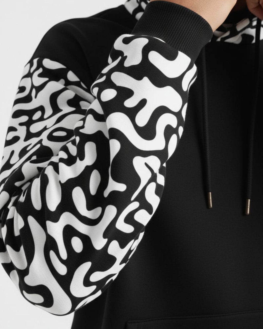 Black Pattern Hoodie Tracksuit