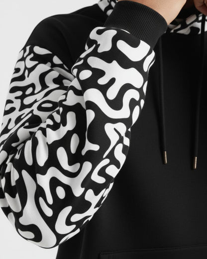 Black Pattern Hoodie Tracksuit