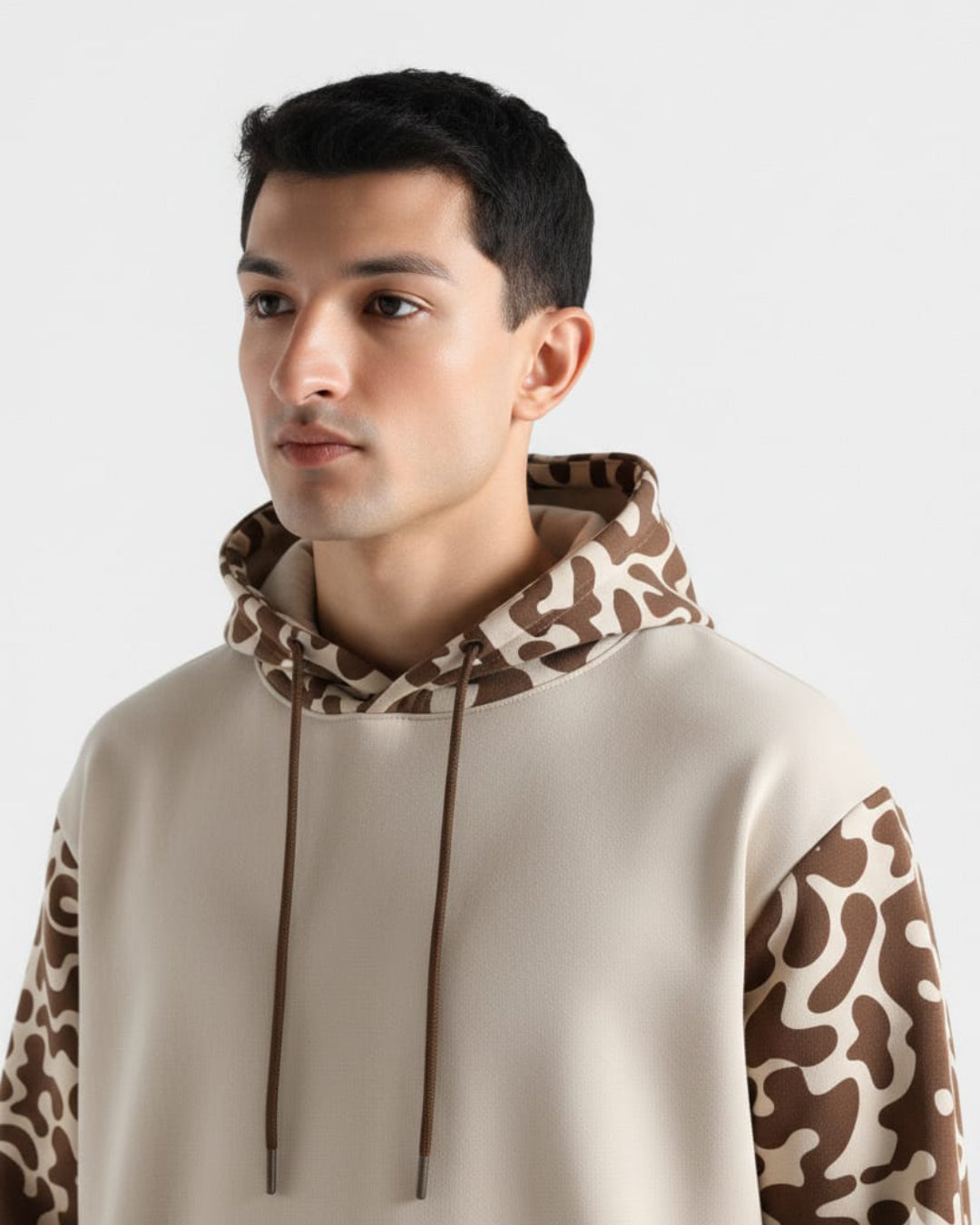 Beige Pattern Hoodie