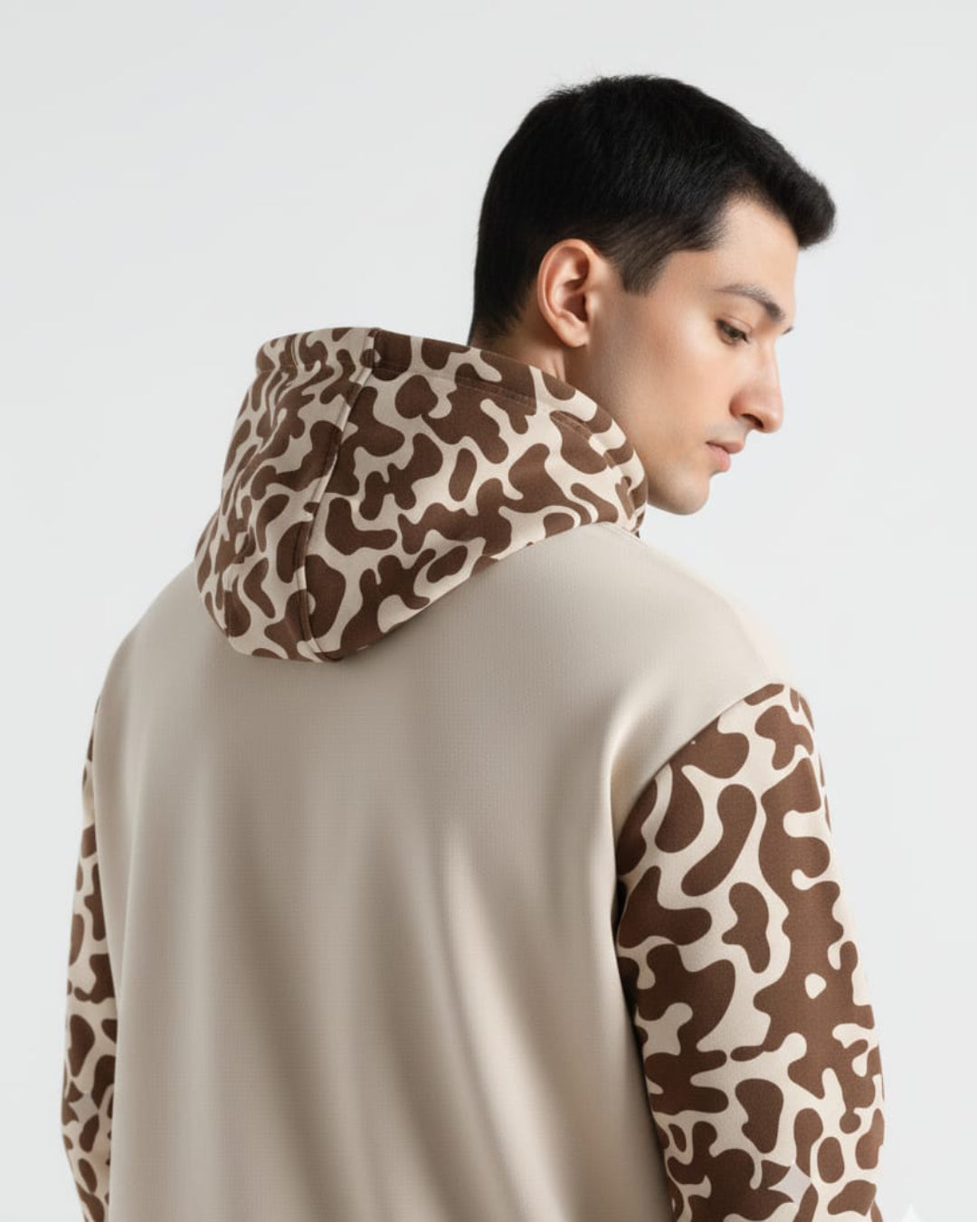 Beige Pattern Hoodie
