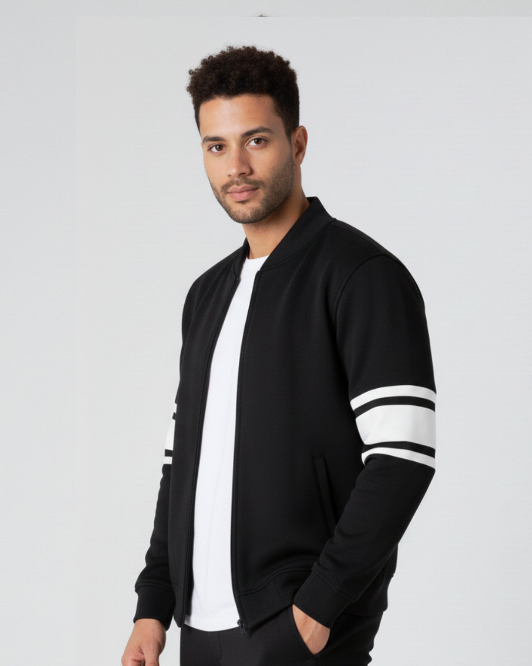 Black Zipper Jacket + Trouser Set