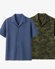 Pair Of 2 Shirt Pale Blue & Green