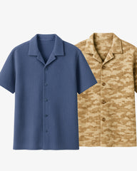 Pair Of 2 Shirt Pale Blue &  Brown