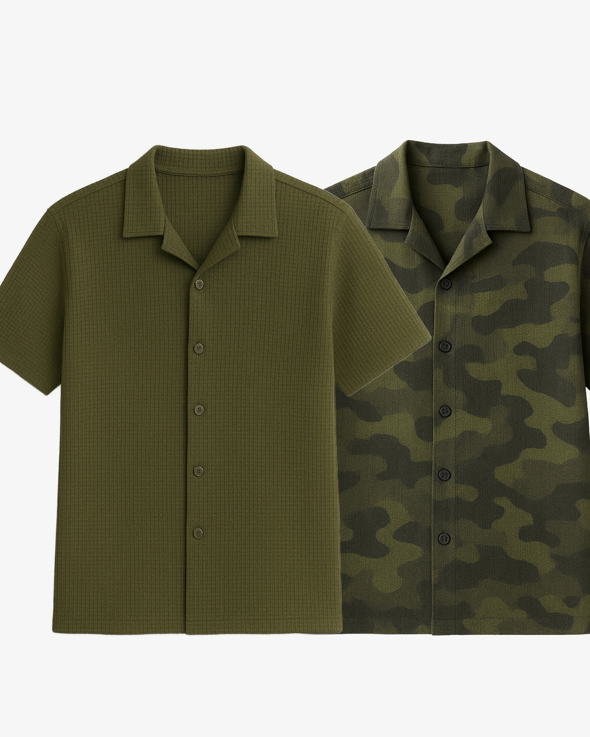 Pair Of 2 Shirt Green & Green Army