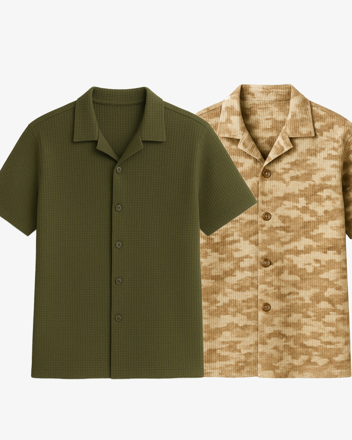 Pair Of 2 Shirt Green & Brown
