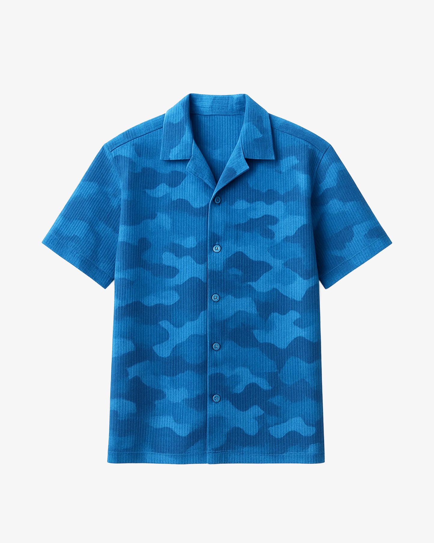 Blue Print Texture Cuban Shirt + Trouser Set