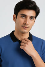 Knitted Royal Blue Green Johnny Collar