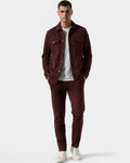 Maroon Suede Jacket + Trouser Set