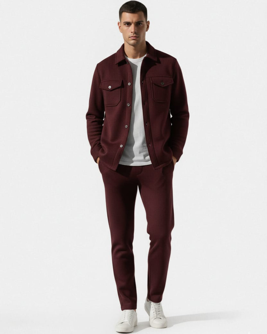 Maroon Suede Jacket + Trouser Set