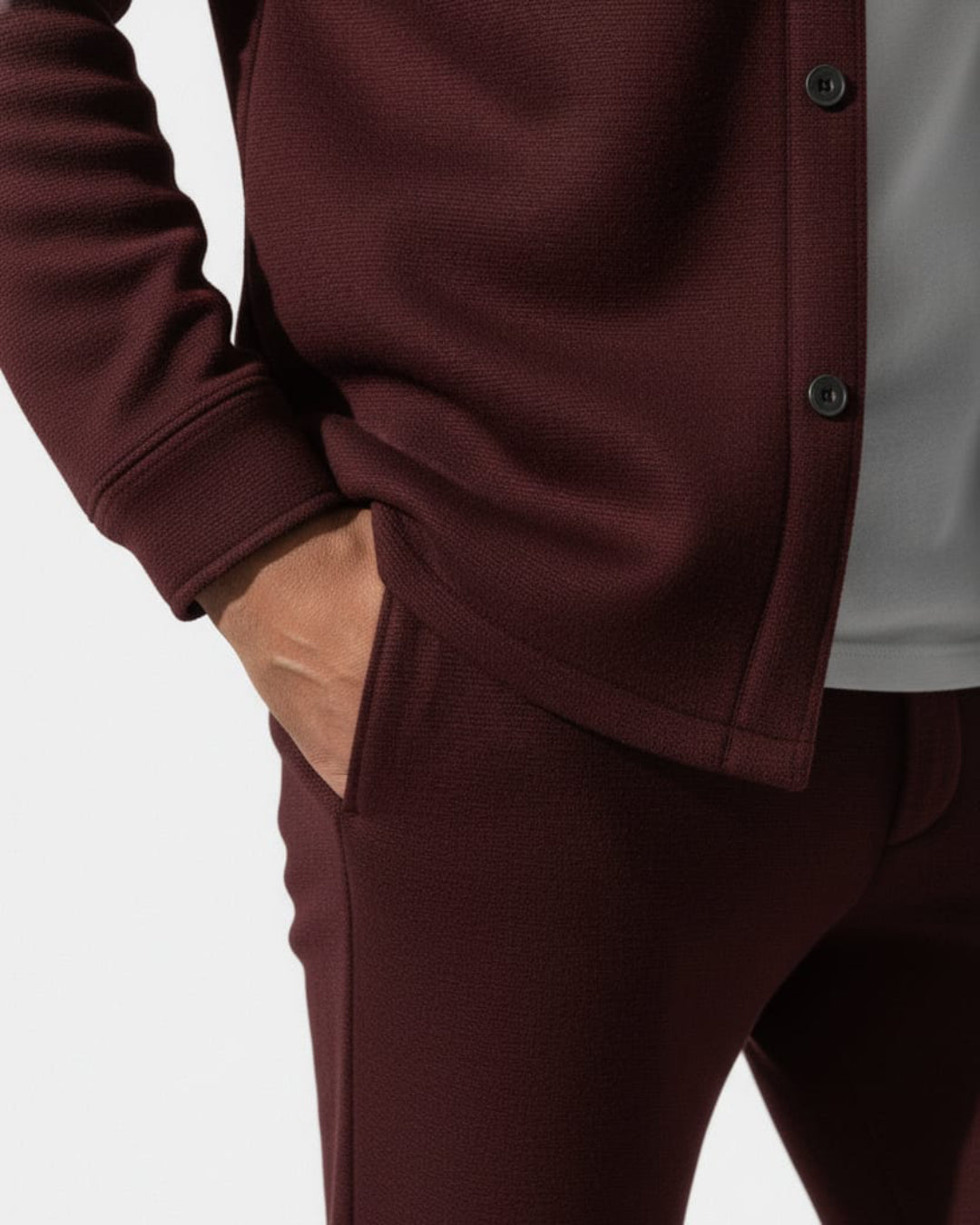 Maroon Suede Jacket + Trouser Set