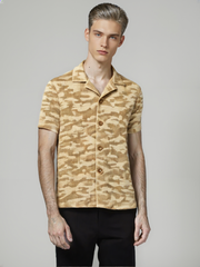 Brown Army Cuban Shirt + Trouser Combo Set