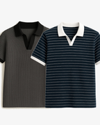 Pack Of 2  Navy Blue Linora Johnny Collar & Charcoal Grey Johnny Collar