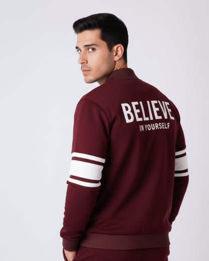Maroon Zipper Jacket + Trouser Set