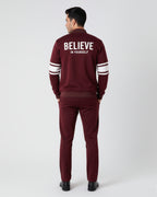 Maroon Zipper Jacket + Trouser Set