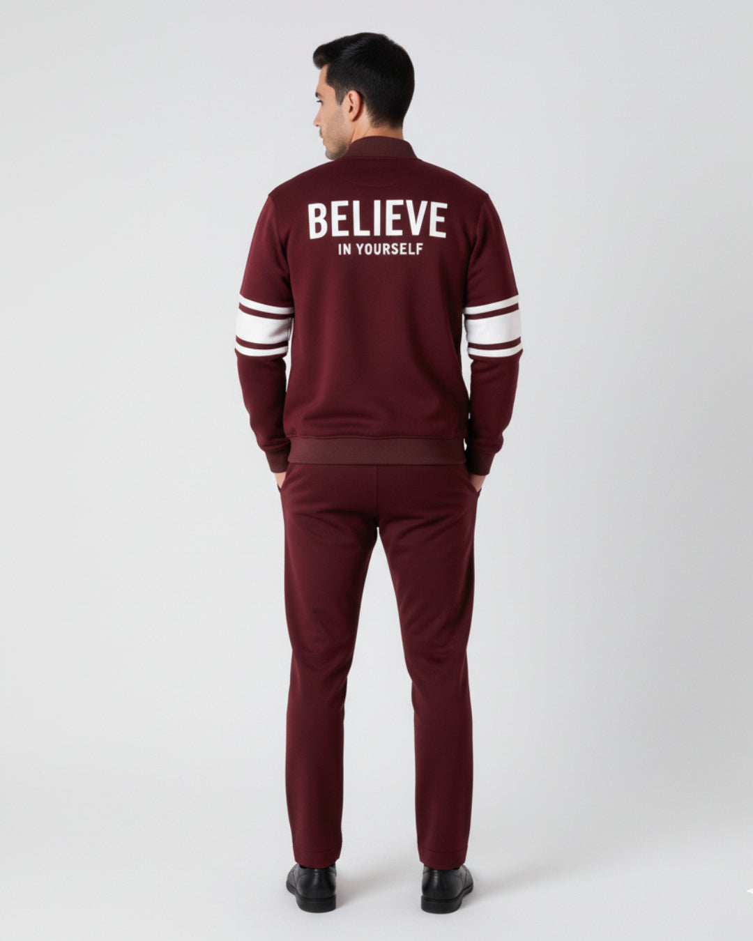 Maroon Zipper Jacket + Trouser Set