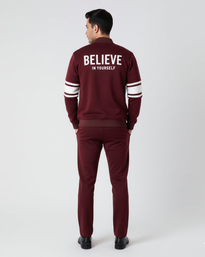 Maroon Zipper Jacket + Trouser Set