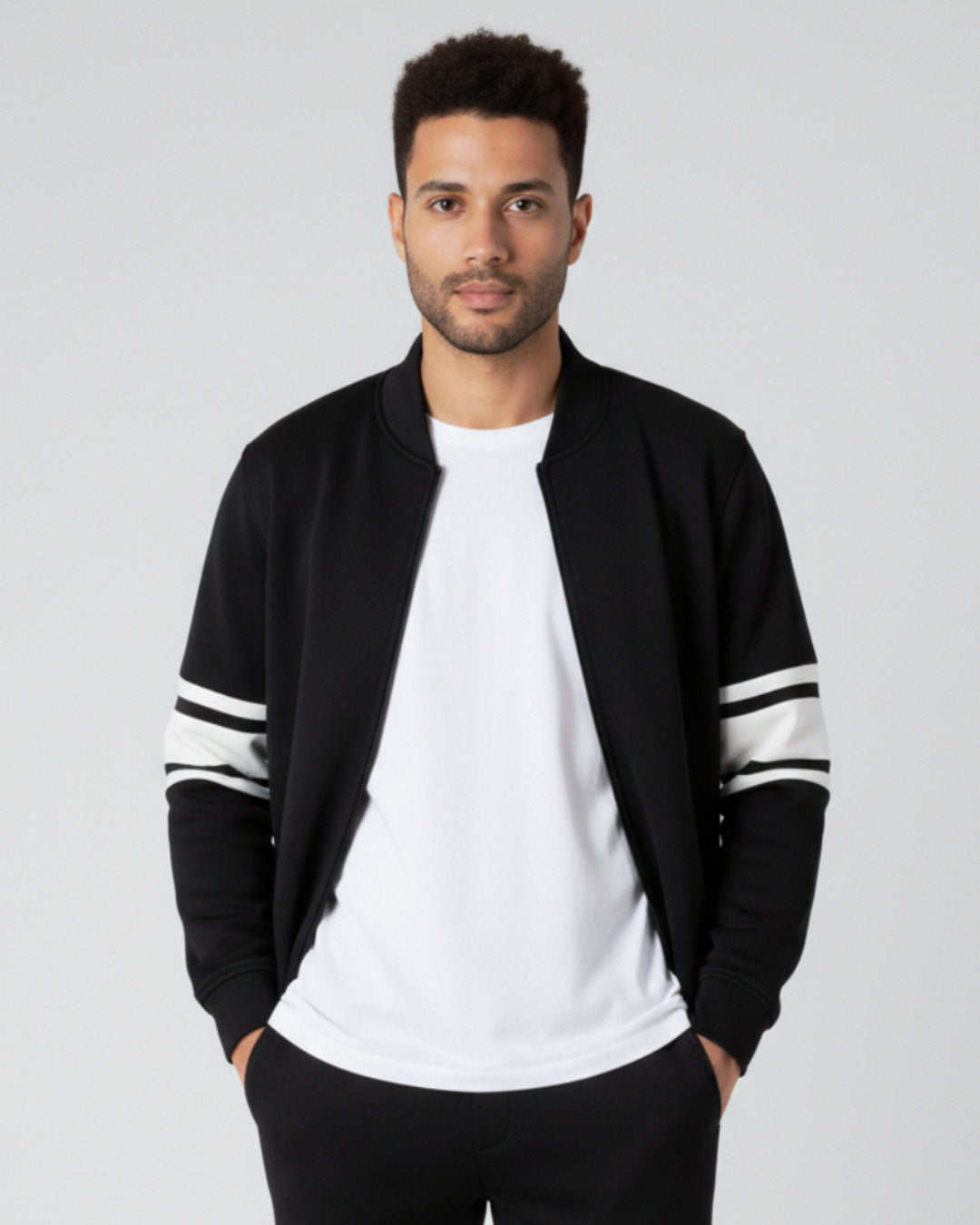 Black Zipper Jacket + Trouser Set