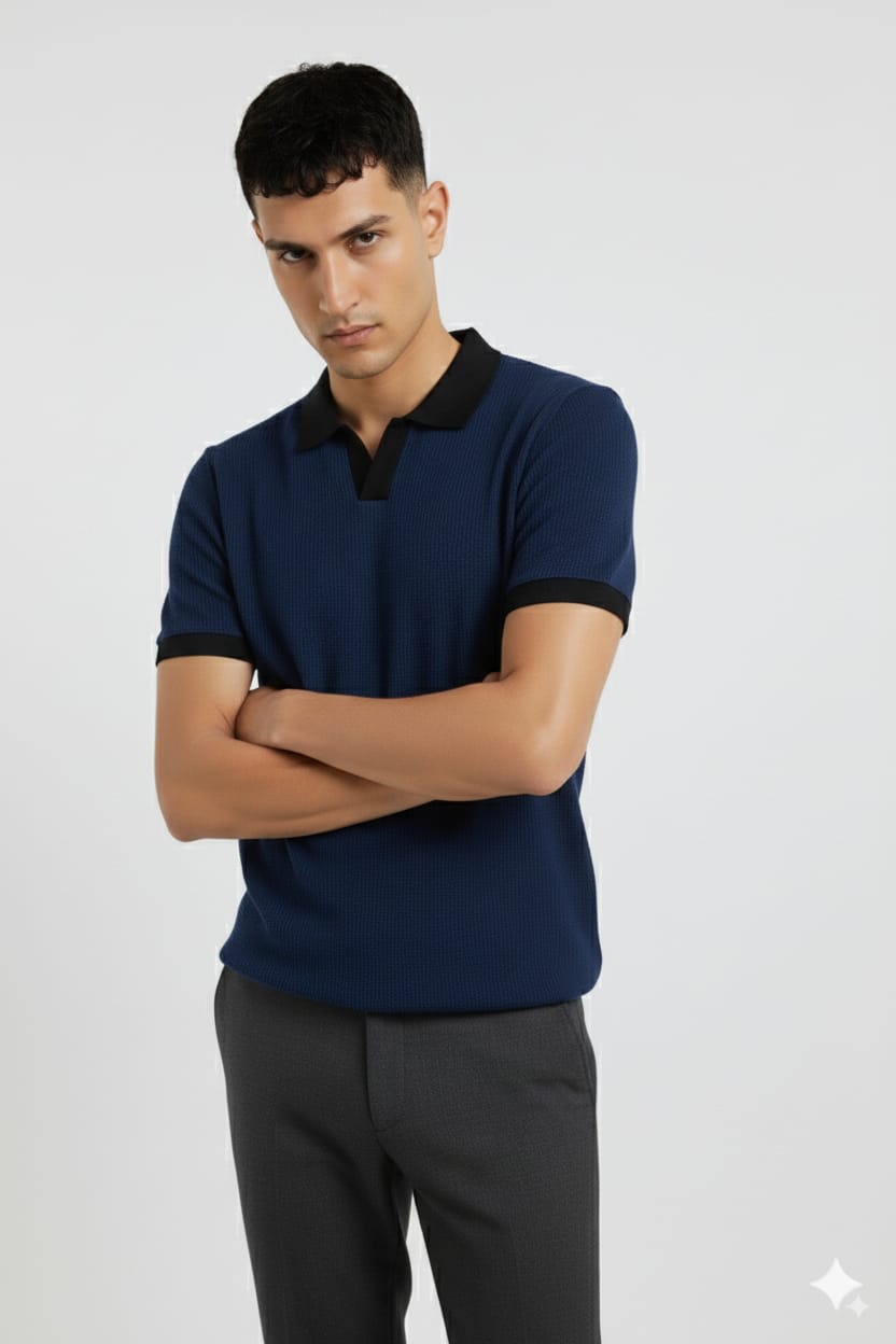 Blue Johny Collar Outfit