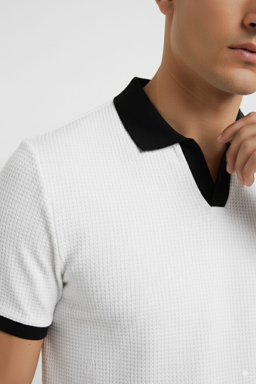 White Texture Johny Collar